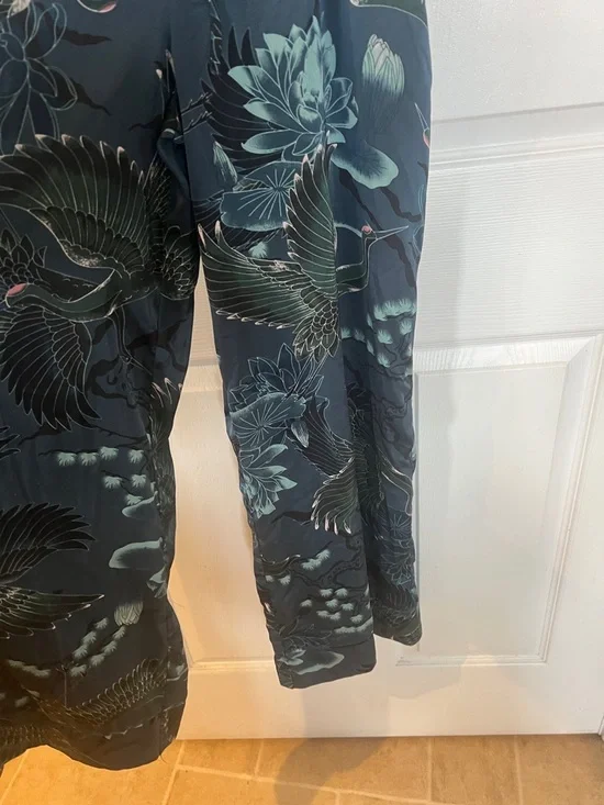 La Vie En Rose Navy Floral jumpsuit with Teal Botanical Print - Picture 2 of 6